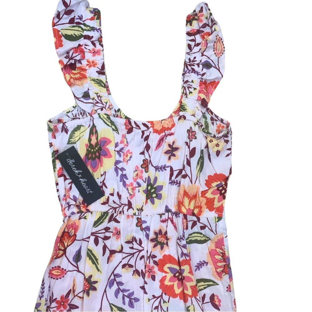 2/$30 Long Floral Print Sleeveless Maxi Dress Colorful Orange White Prairie Boho - Picture 9 of 11